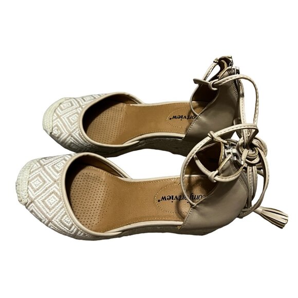 ComfortView Ryann Crochet Espadrilla Wedge Heels sz 8 Wide Lace Up Ankle - Picture 10 of 15